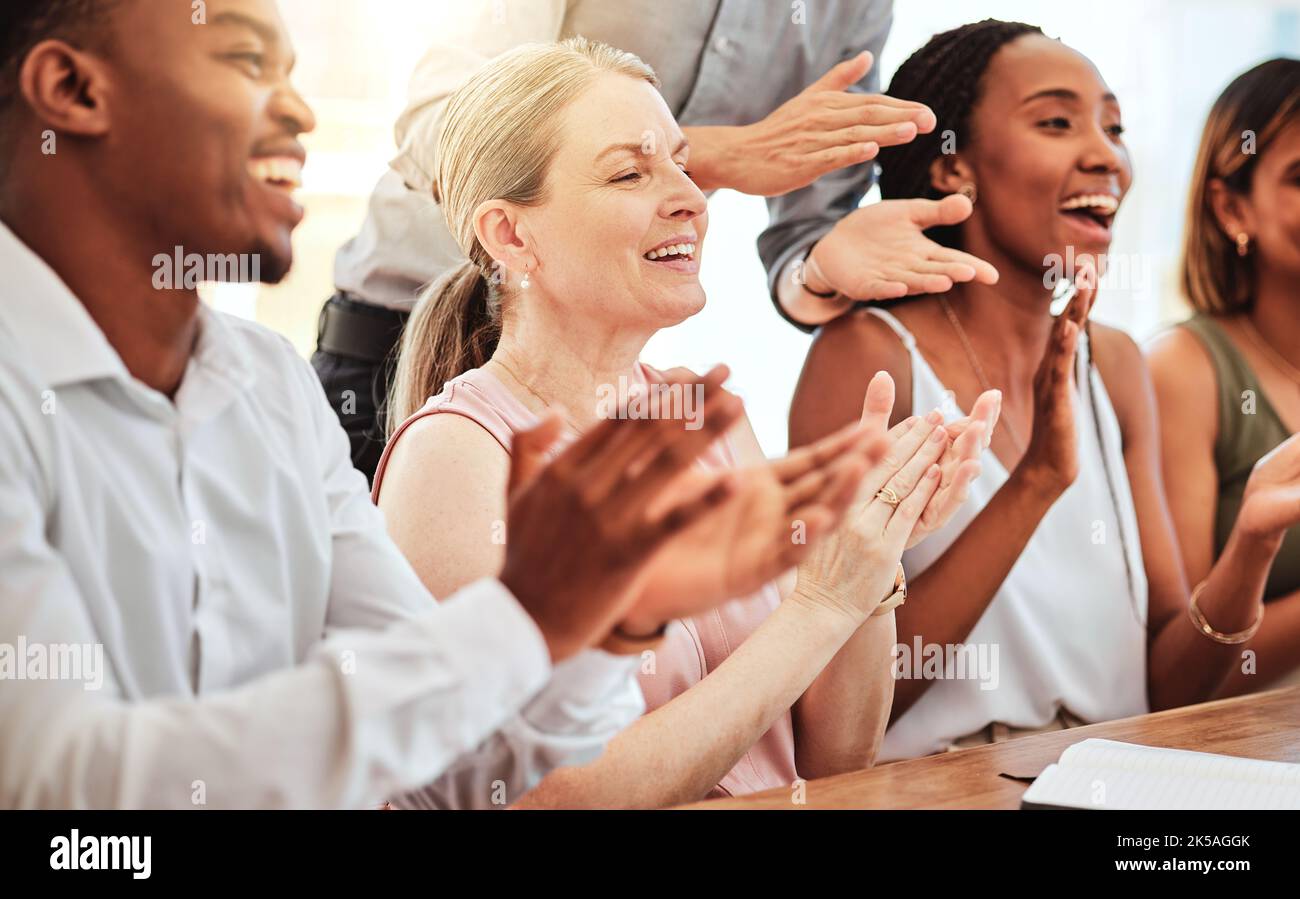 Applause Success And Team In Celebration In A Meeting Clapping For