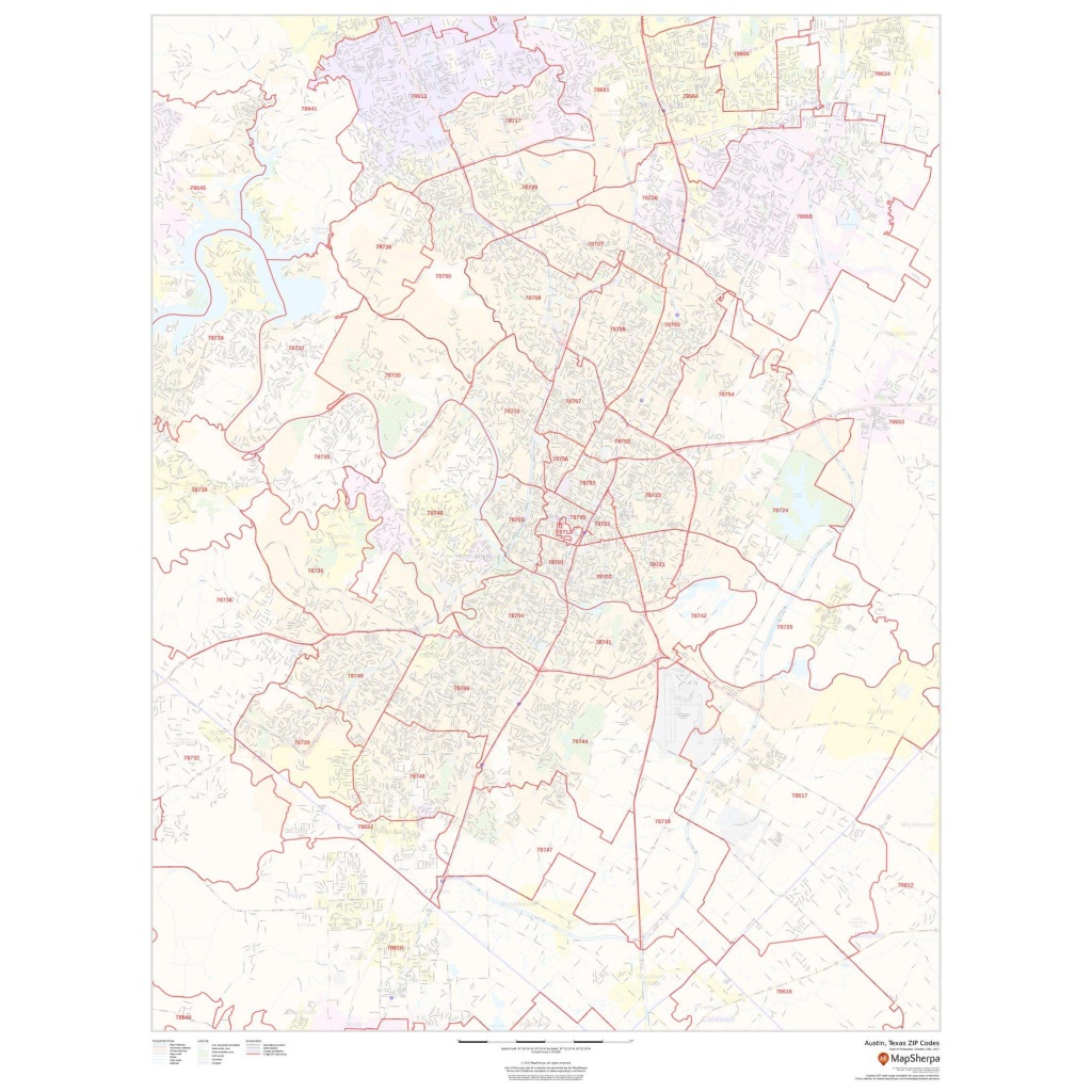 Austin Texas Zip Codes The Map Shop Texas Zip Code Map Printable