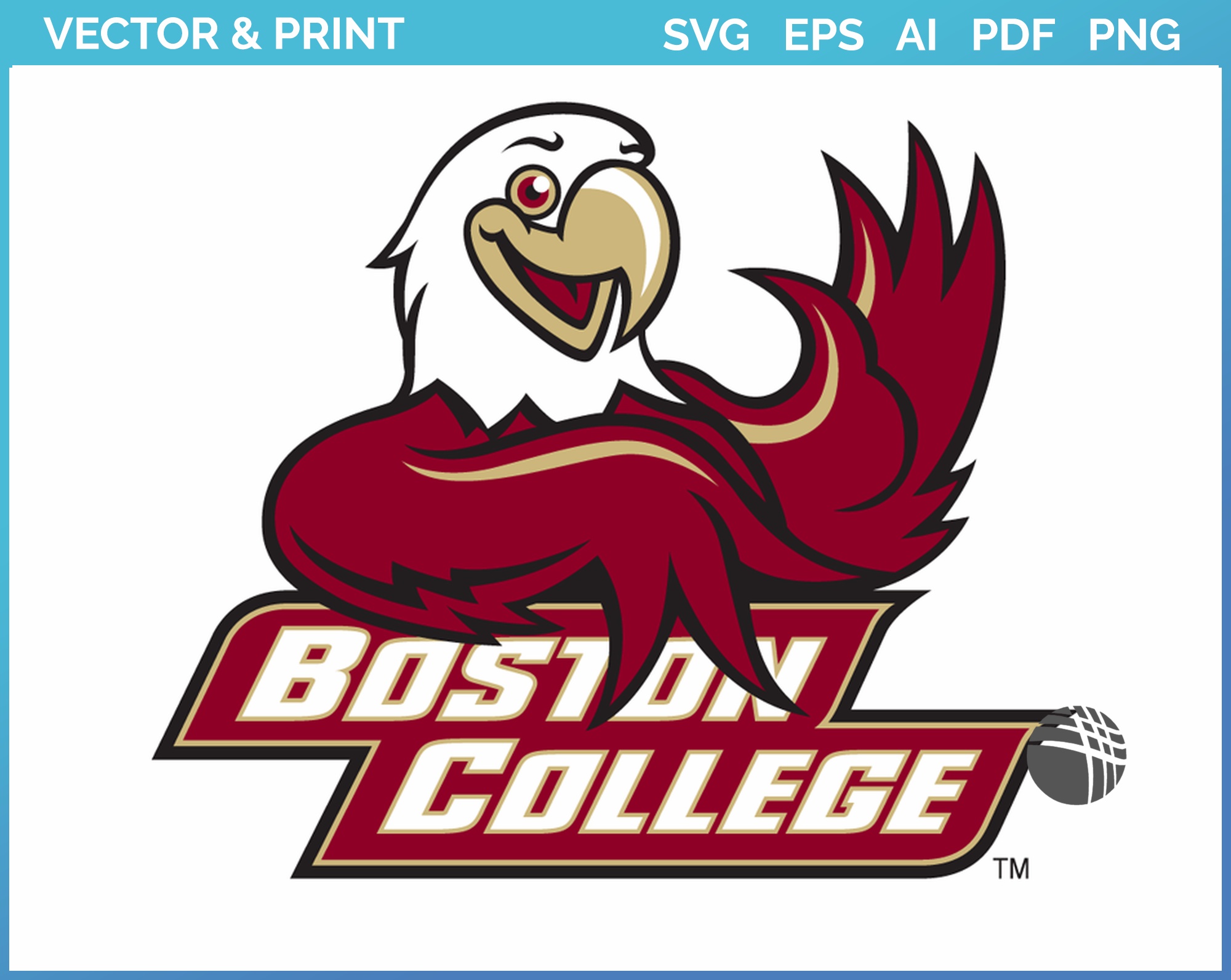 Boston College Eagles Mascot Logo 2001 College Sports Vector Svg