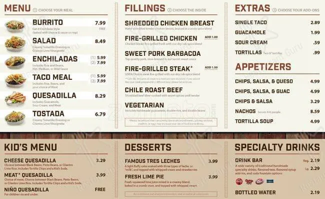 Cafe Rio Menu Price List Usa Updated June 2023