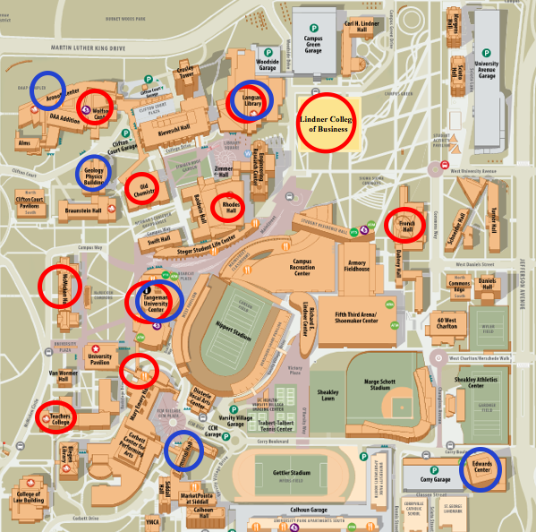 Campus Map Of University Of Cincinnati Gillan Dianemarie