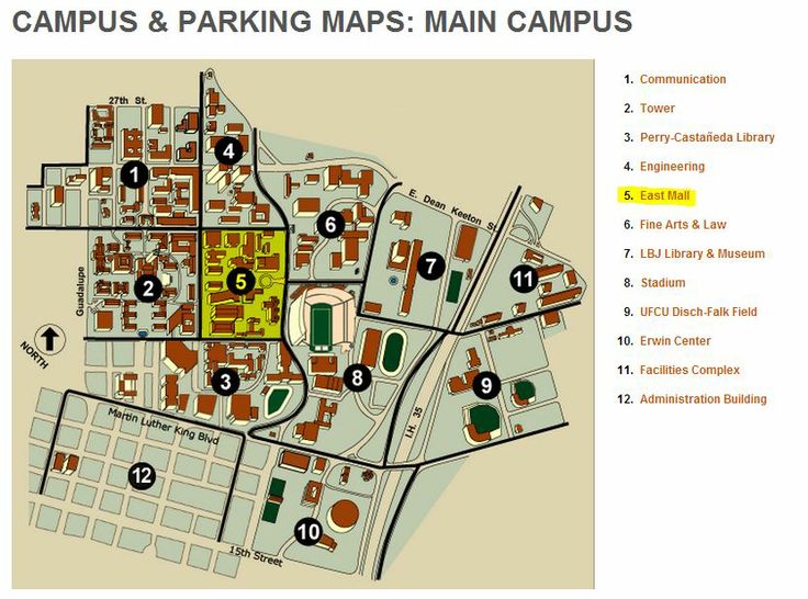 Campus Parking Maps Main Campus University Of Texas 2013