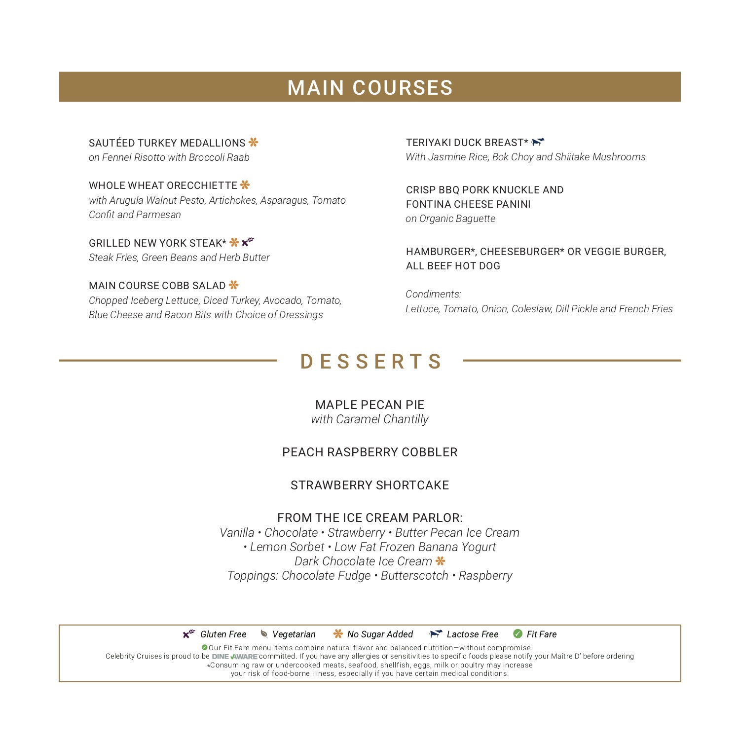 Celebrity Main Dining Room Menus 2022 Prof Cruise