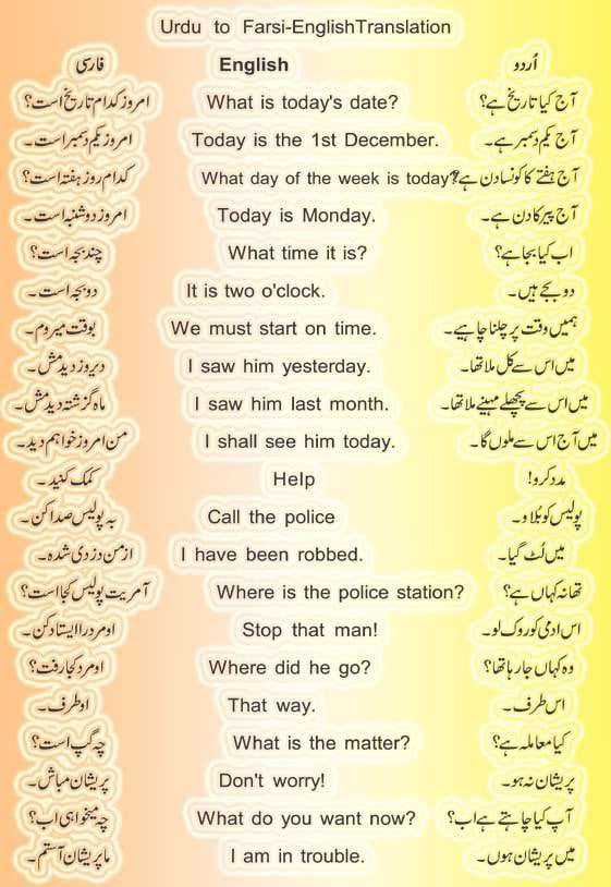 Comparison Of Urdu And Farsi Sentences With Similar Meanings Pakistan