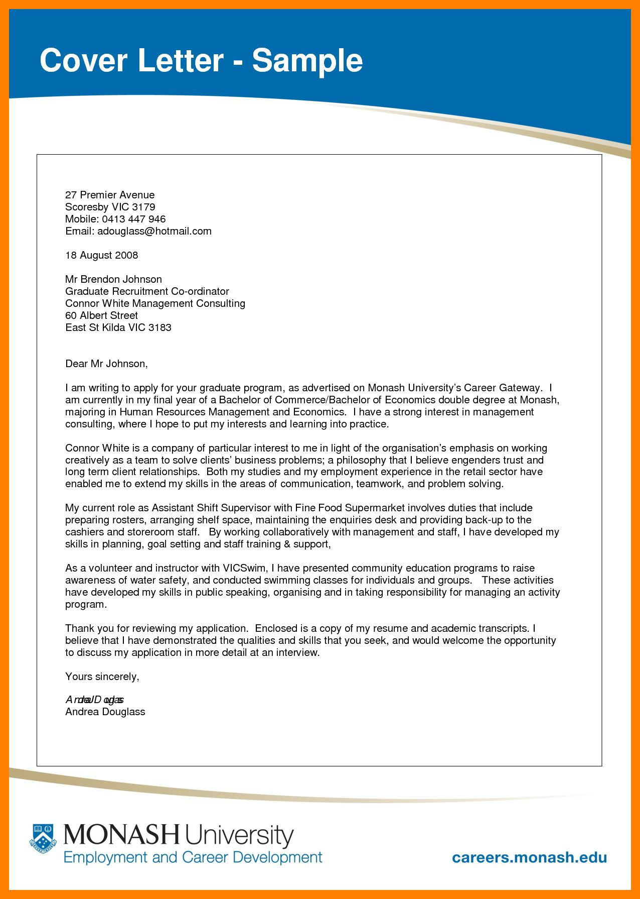 Cover Letter Sample Pdf