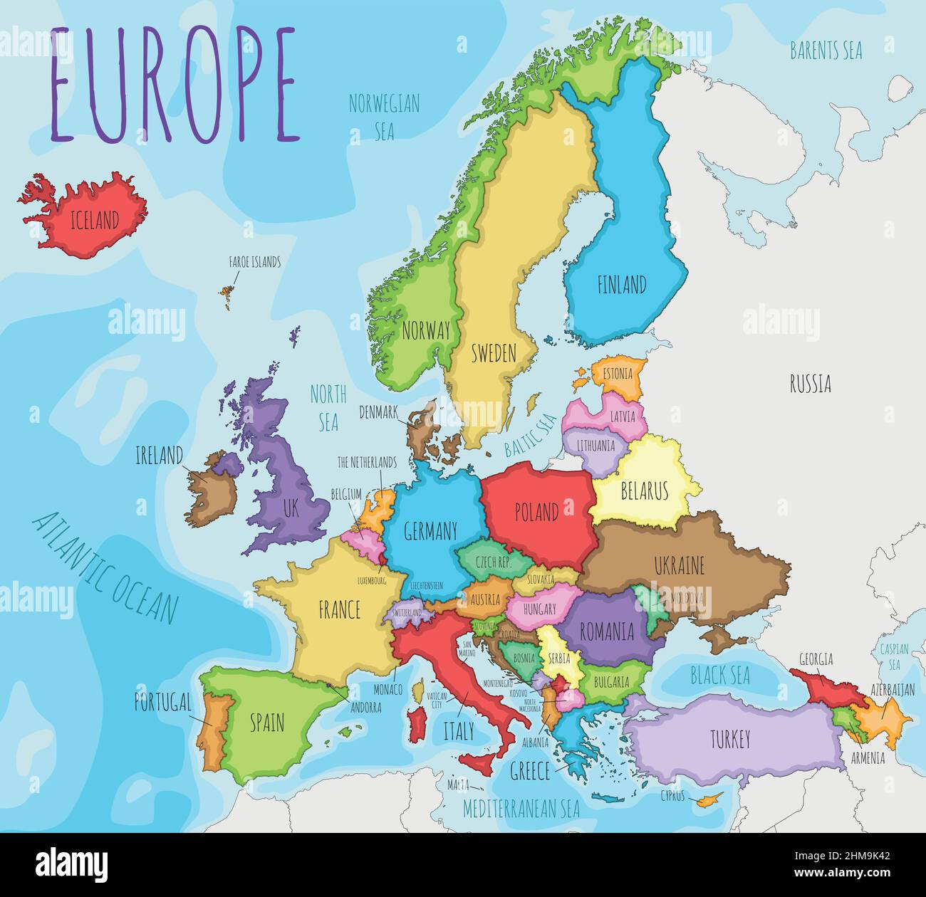 Europe Map Labeled Countries Map Vector