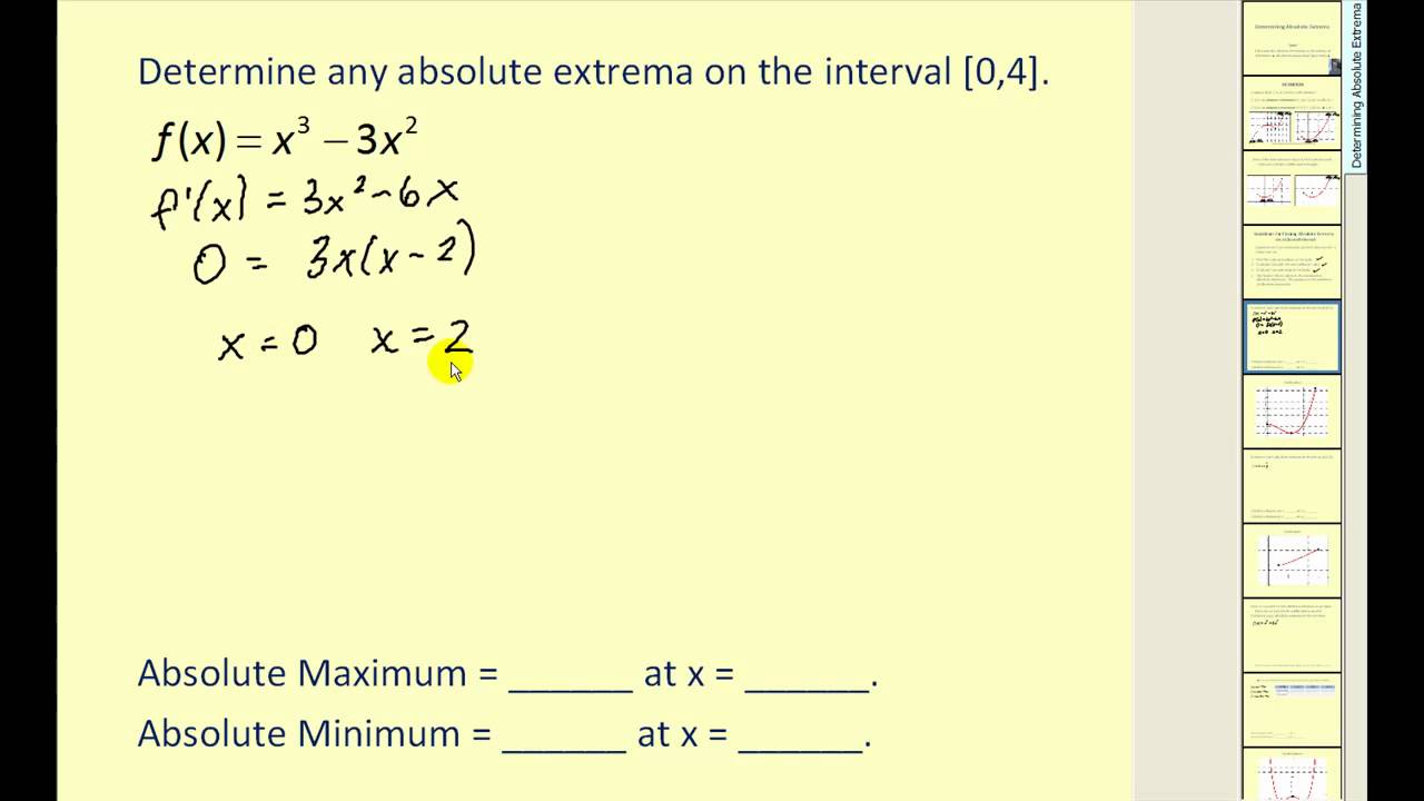 Finding Absolute Extrema Youtube