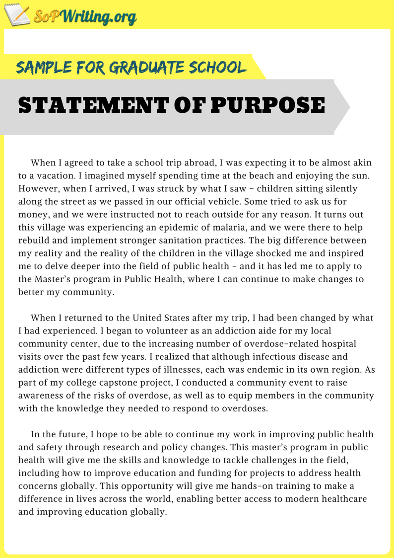 Grad School Statement Of Purpose Examples