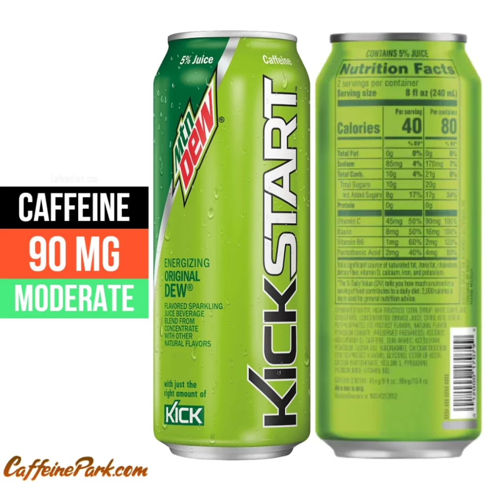 How Much Caffeine Is In Mountain Dew Caffeine Chart