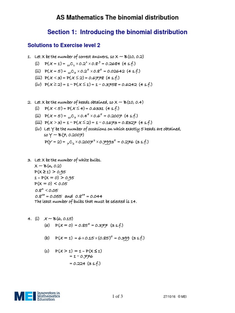 How To Solve A Binomial Distribution Problem