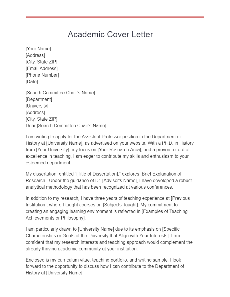 How To Write An Academic Cover Letter With Examples