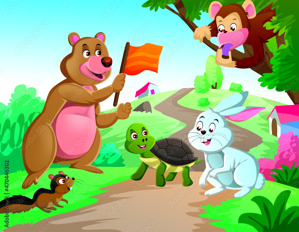 Kids Moral Story The Tortoise And The Hare Animated Tale Rabbit