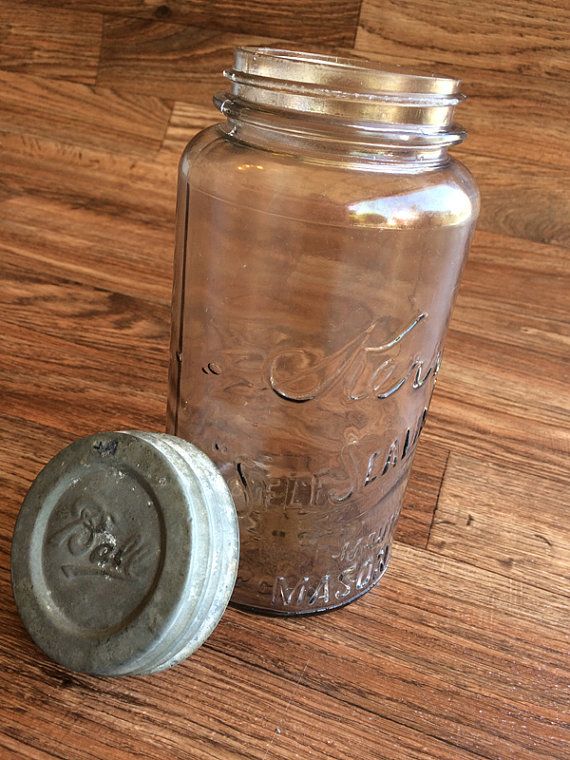 Large 1915 Kerr Self Sealing Jar Antique Screw On Zinc Ball Jar Lid