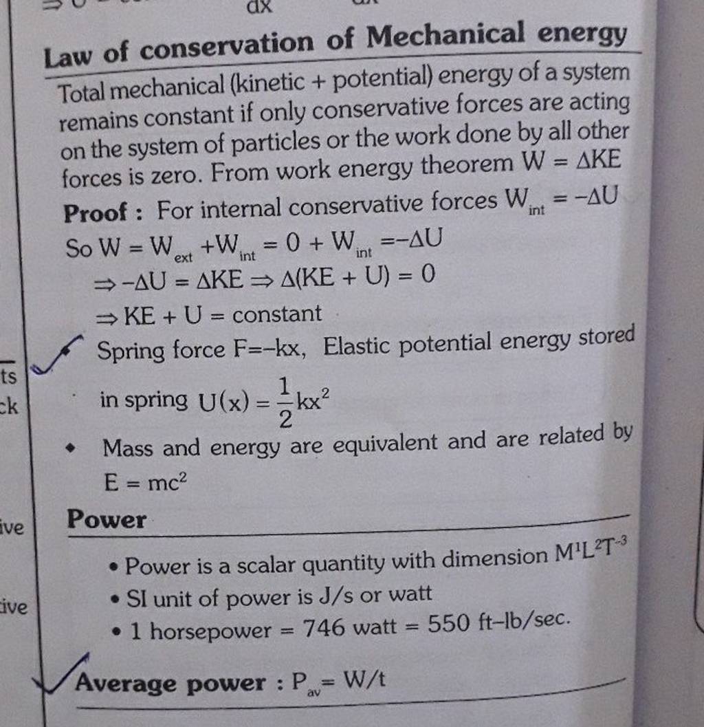 Law Of Conservation Of Mechanical Energy The Total