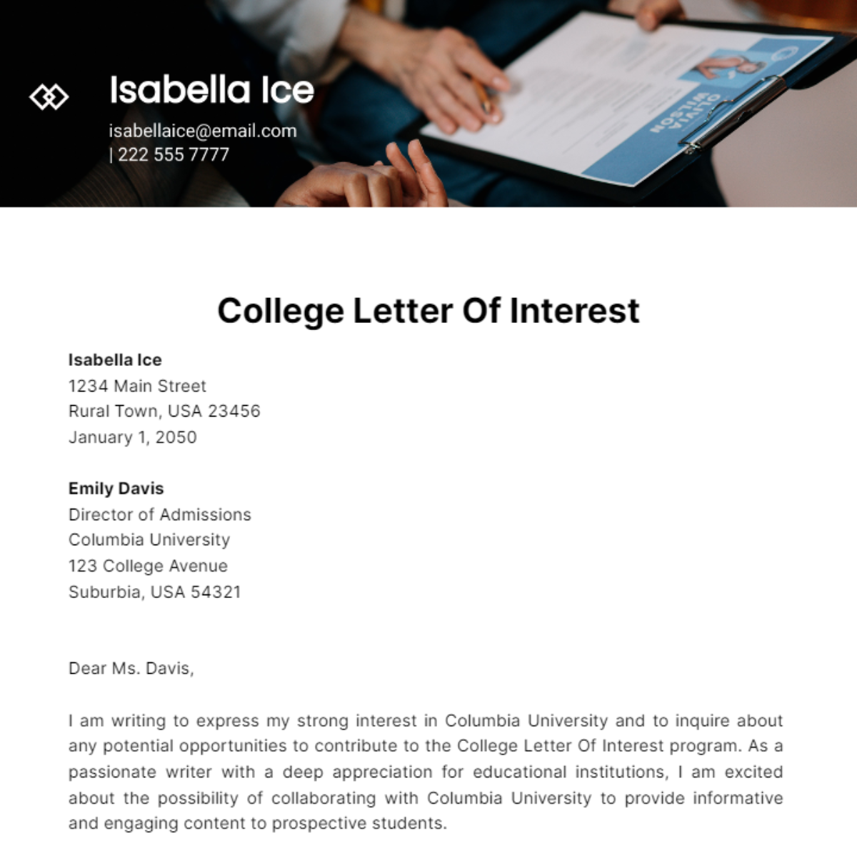 Letter Of Interest Template