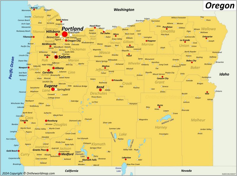 Map Of Cities In Oregon List Of Oregon Cities By Population Whereig Com