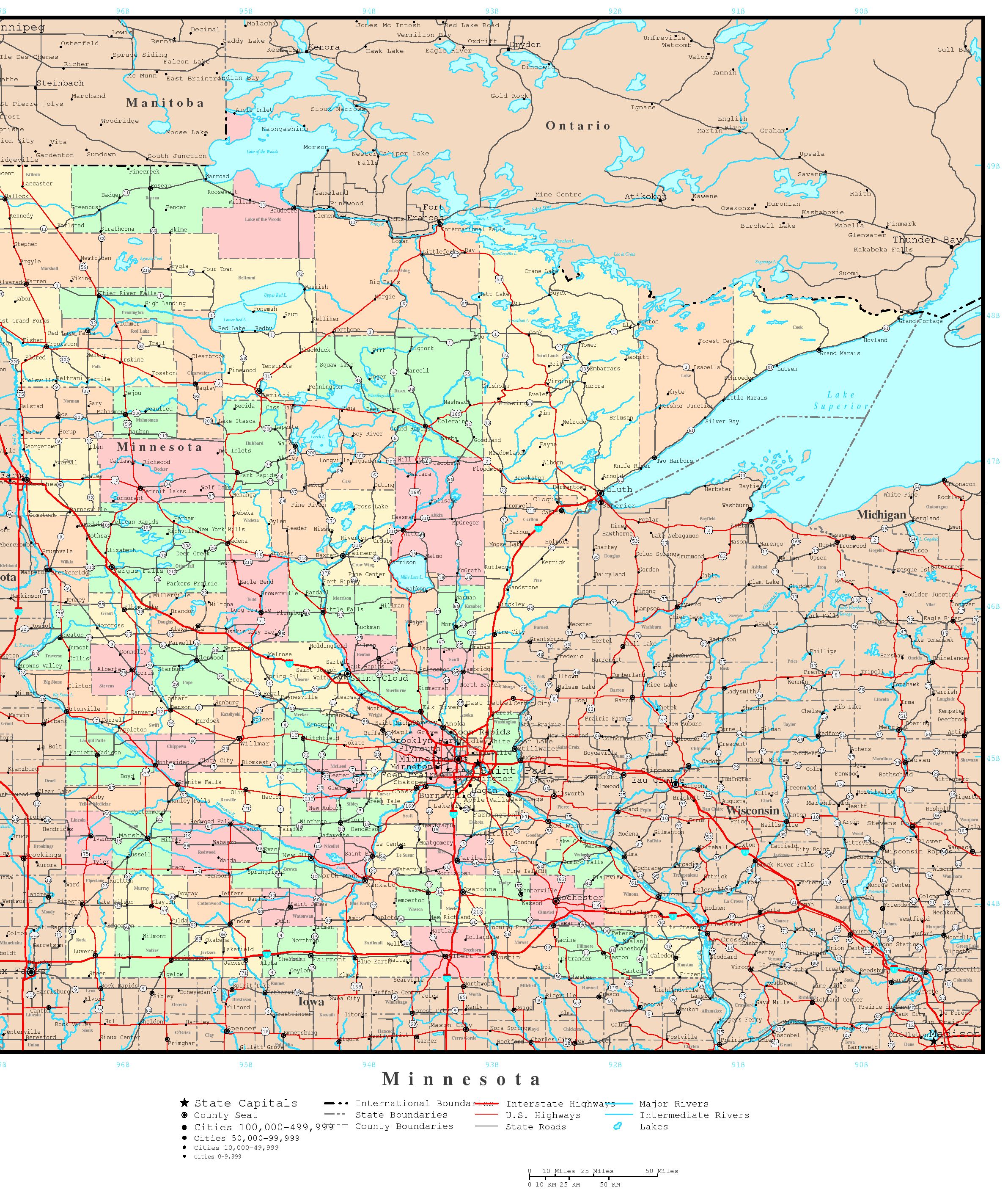 Mn County Map With Roads