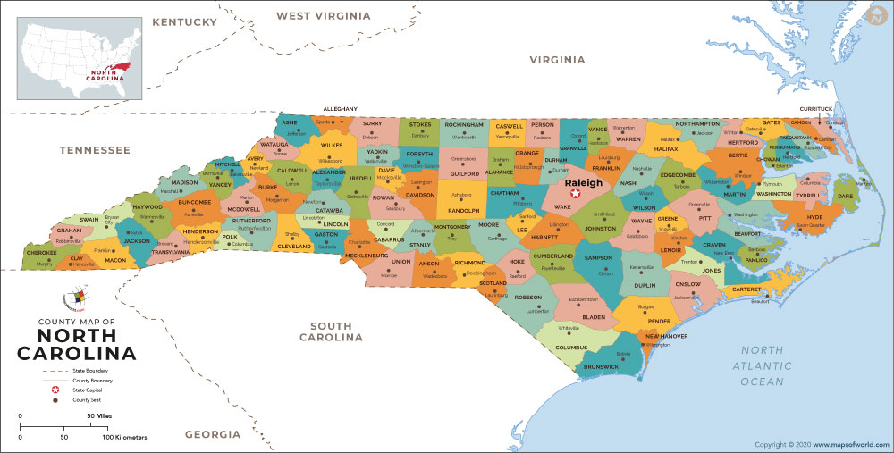 North Carolina Counties Map