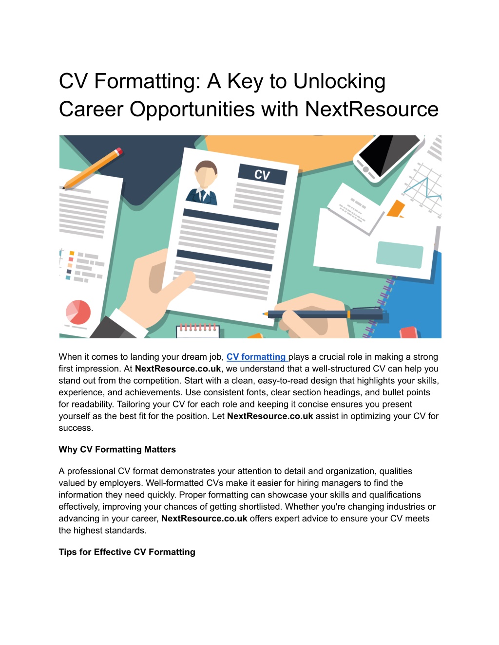 Ppt Cv Formatting A Key To Unlocking Career Opportunities With