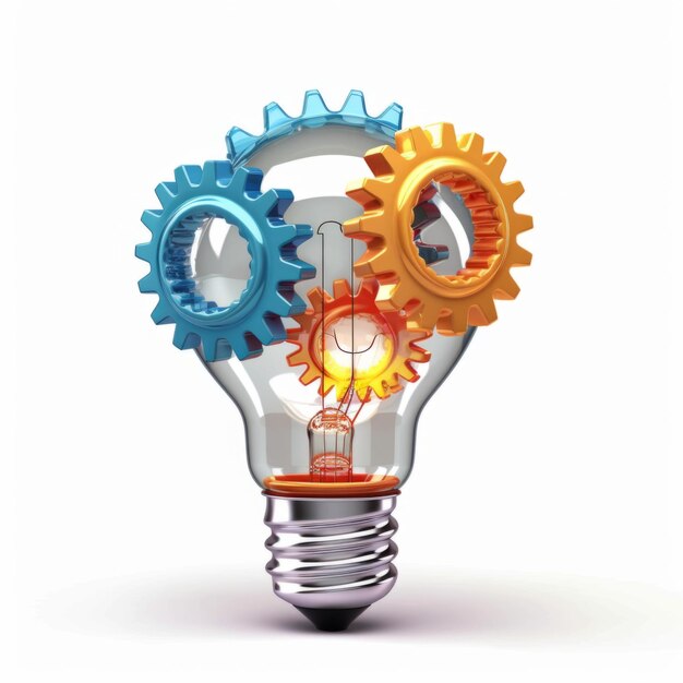 Premium Ai Image Innovation Process A Cartoon Lightbulb And Gears