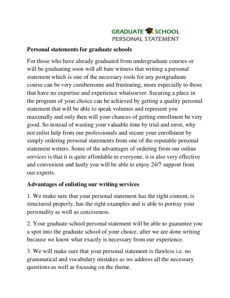 Professional Help With Graduate School Personal Statement