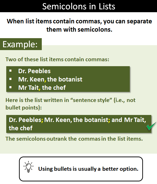 Semi Colon Use