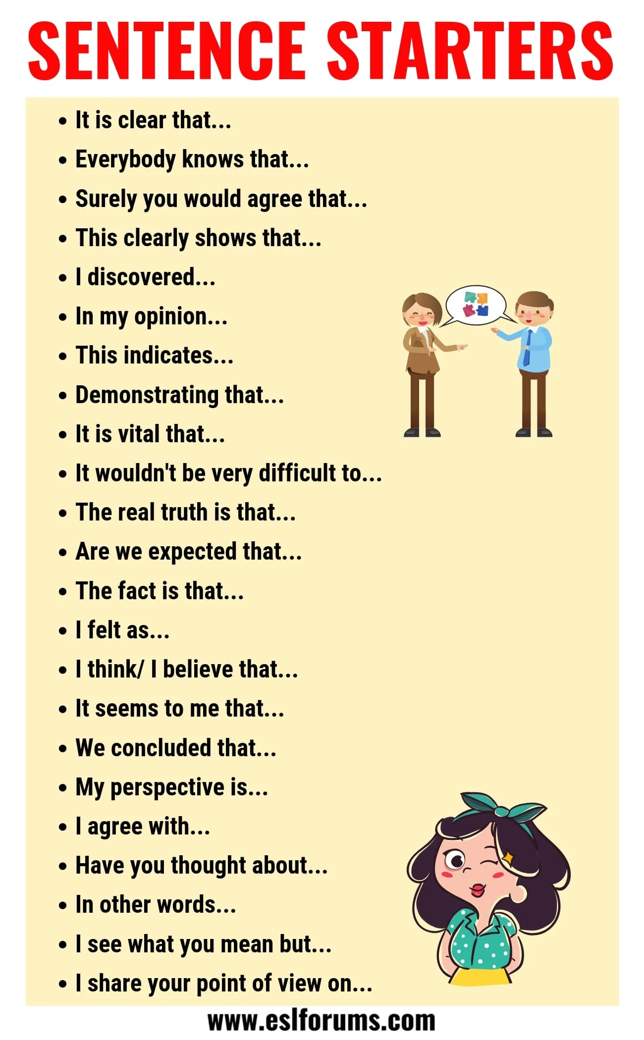 Sentence Starters For Descriptive Writing