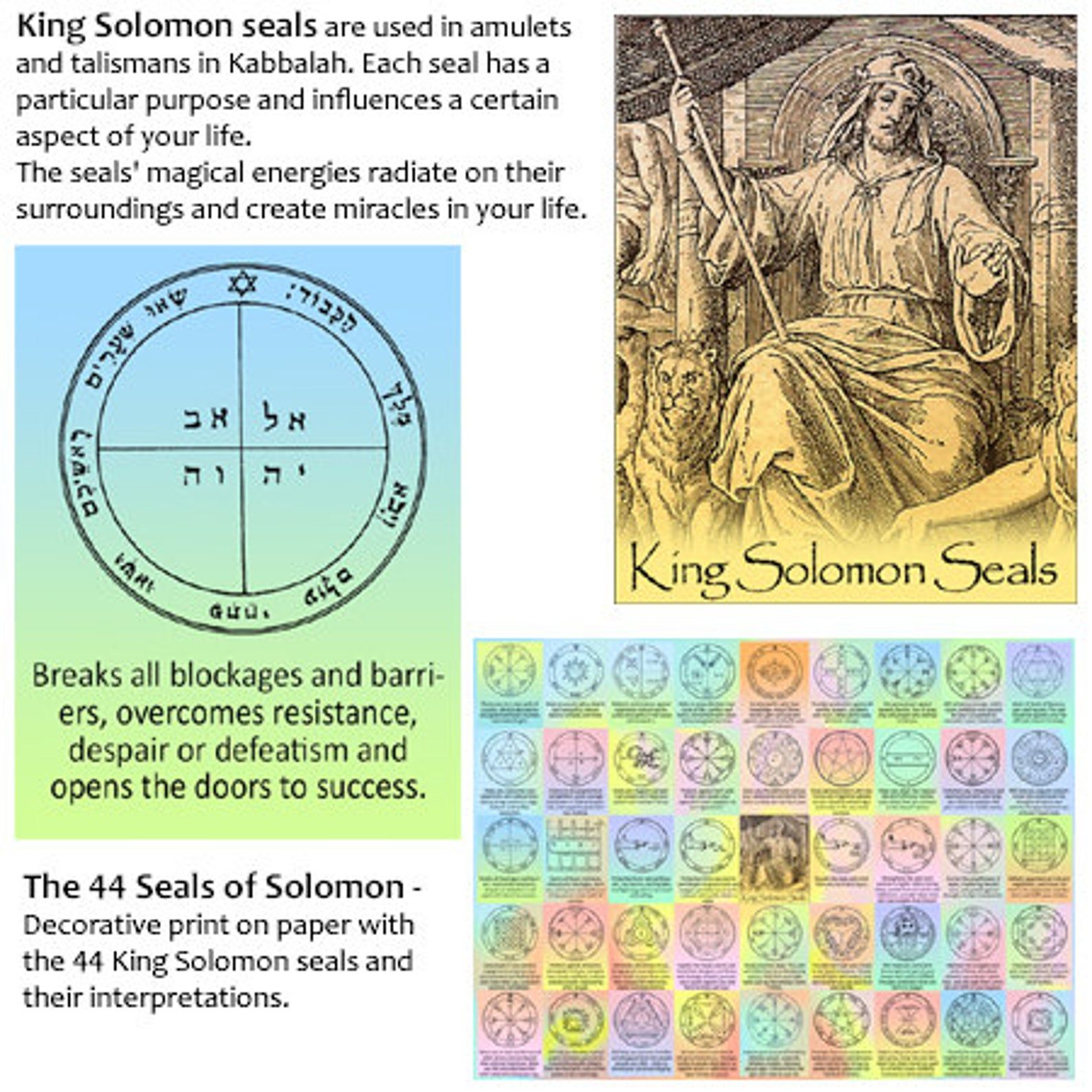 The 44 Seals Of Solomon And Their Interpretations Kabbalah Art Print On