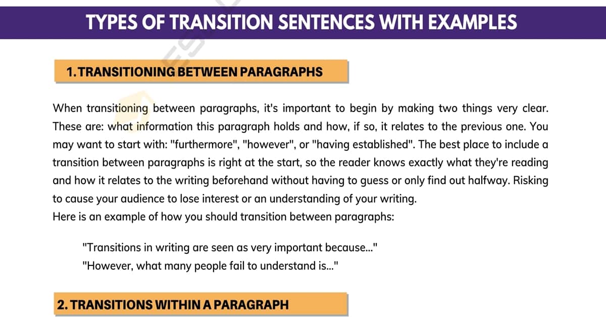 Transition Sentences How To Use Them Correctly