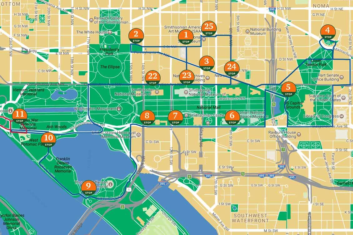 Washington Dc Map Trolley Tours Stops Itinerary Planner To Explore