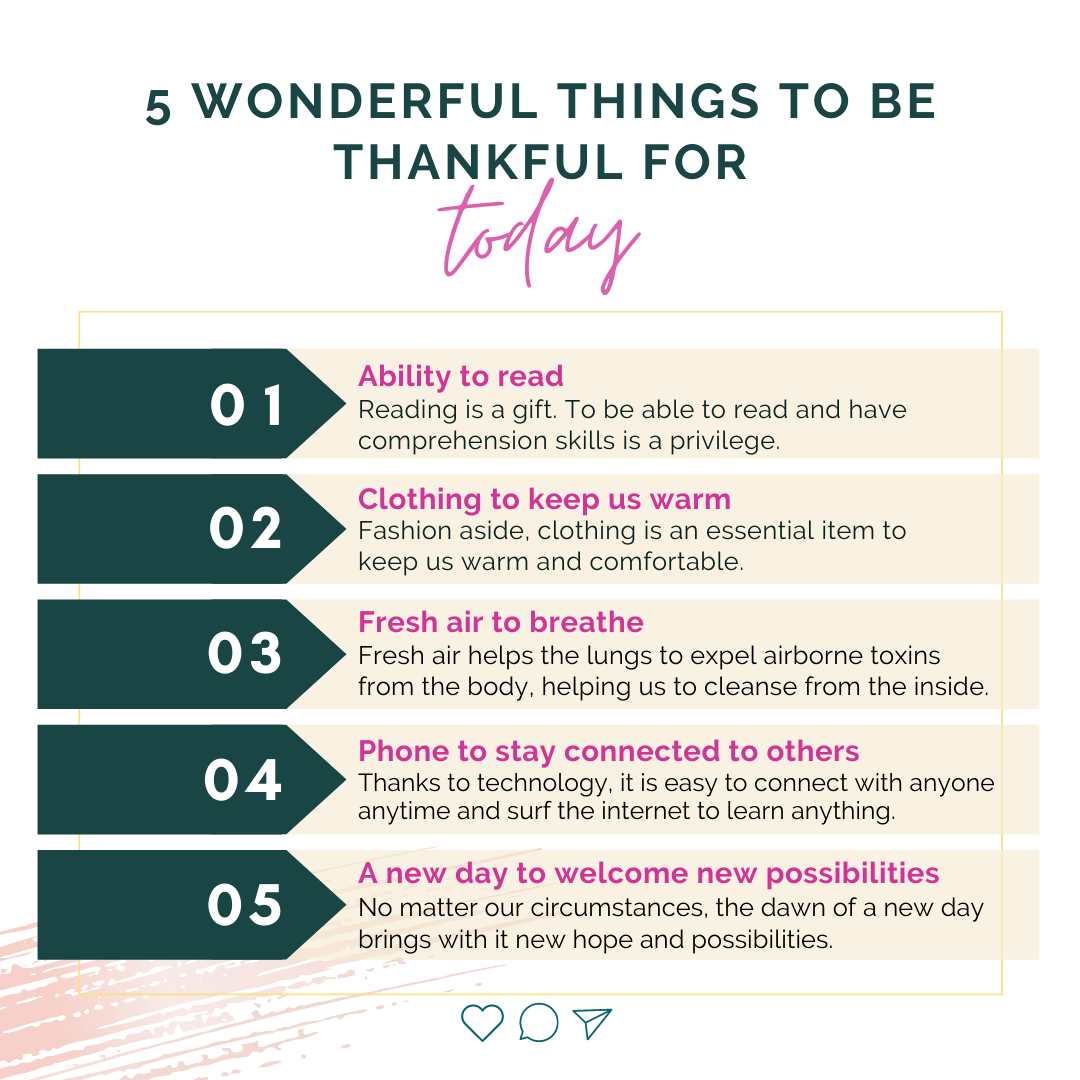 Write Down Three Things You Are Grateful For Today.