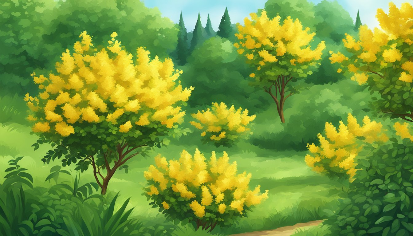 Yellow Bushes And Shrubs